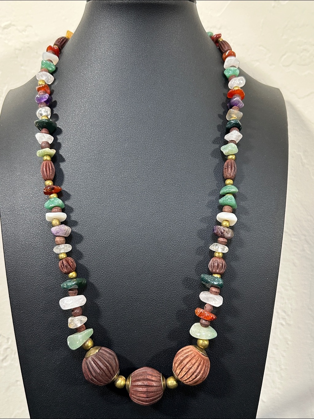 Jade, Rose Quartz, Tiger Eye, Amethyst, Cornelian, TeakWood, Aventurine Necklace